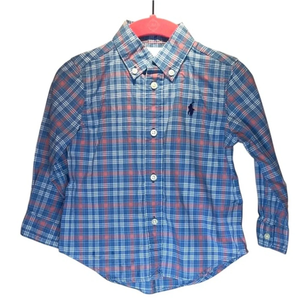 Ralph Lauren Baby Boy’s Preppy Plaid Cotton Button Down Shirt Size 18 Months